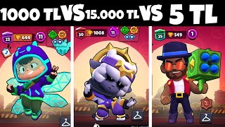 5  TL FAKİR HESAP VS 15.000 TL ZENGİN HESAP !! BRAWL STARS