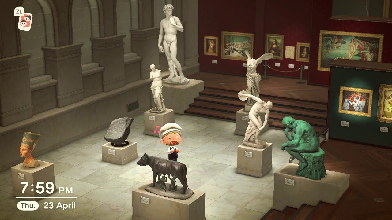 A walk around a complete Art Gallery Museum in Animal Crossing: New Horizons  (All Painting, Statues) - YouTube