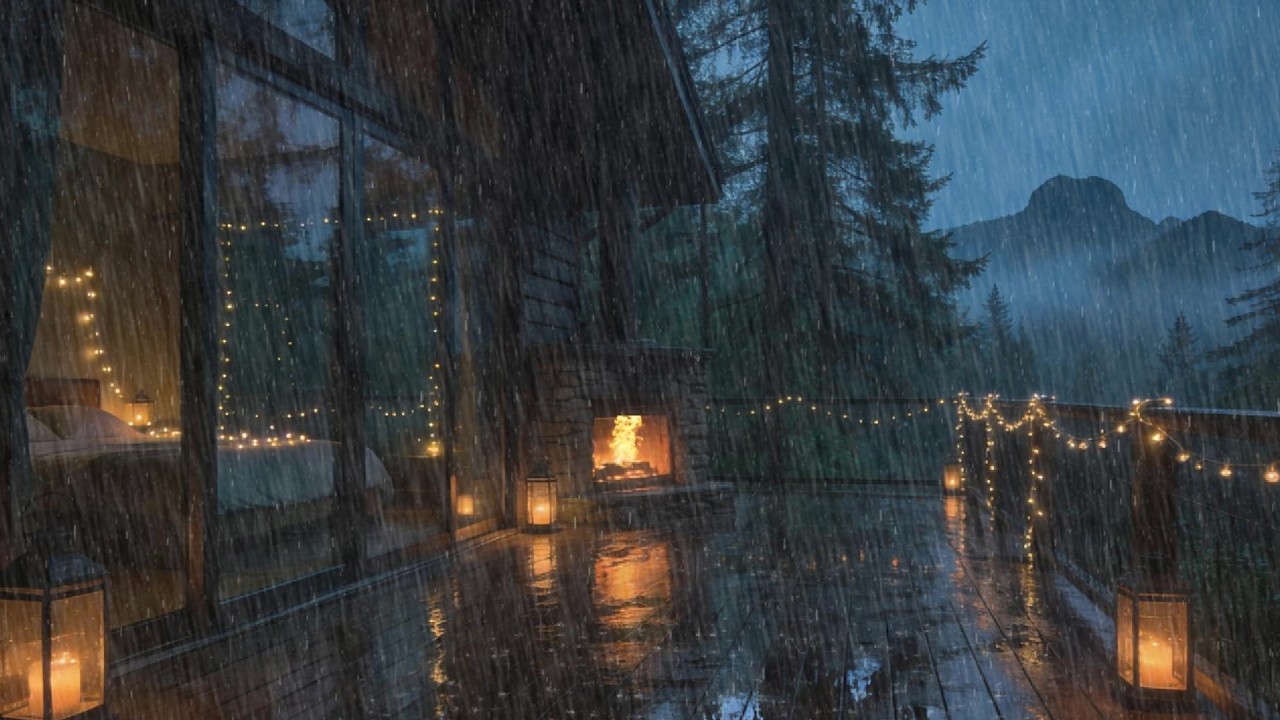 Distant Thunderstorm on Mountain Cabin Porch | Cozy Night for Deep Sleep