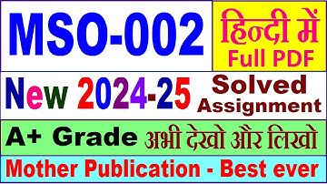 MSO 002 solved assignment 2024-25 in Hindi || mso 002 solved assignment 2025 || mso2 2024-25