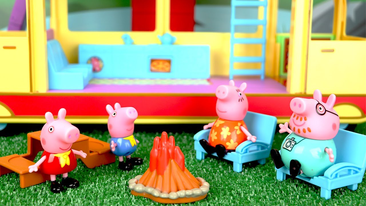 Peppa Pig Camping Trip! Peppa Pig & Her Family Take a Camping Trip in their NEW Camper Van Toys