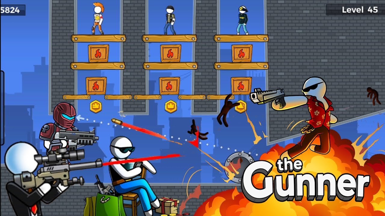 The Gunner stickman offline games stage 45 •||
