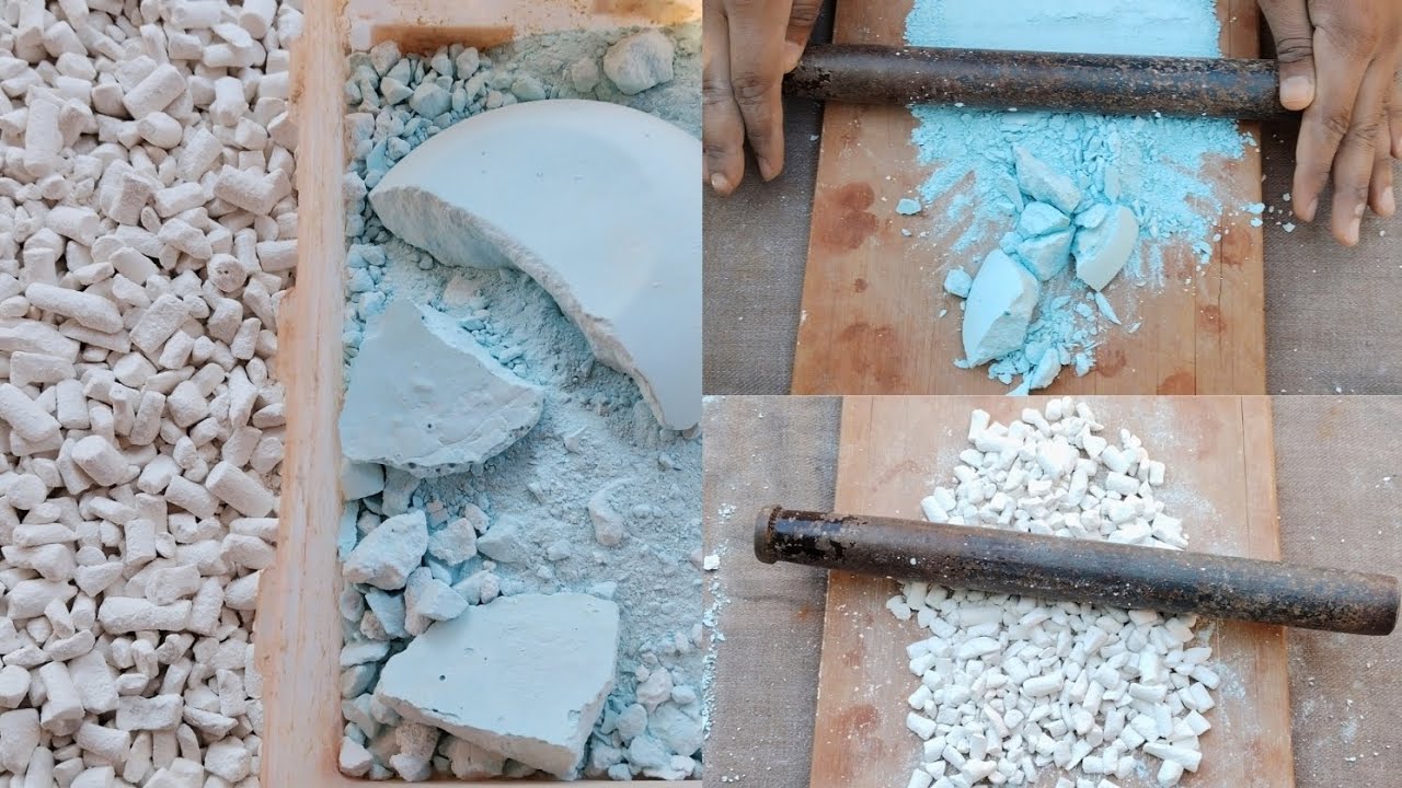 सफ़ेद चाक और यह आसमानी रंग का यह वाला मिक्स चाक Silbatte per crush karenge