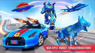 US Police Dog Transform Car Robot Jet Shooting Robot Game 2021 - Android Gameplay screenshot 4