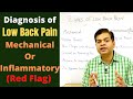 Mechanical & Inflammatory Back Pain, Causes of Lower Back Pain, Diagnosis of Low Back Pain-Symptoms