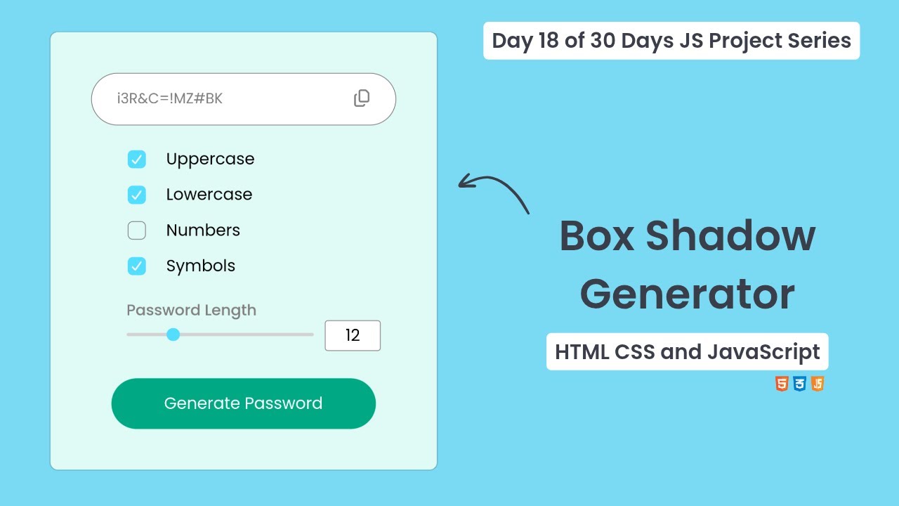 Password Generator in HTML CSS & JavaScript | Day 18 of 30 Days JS Project Series