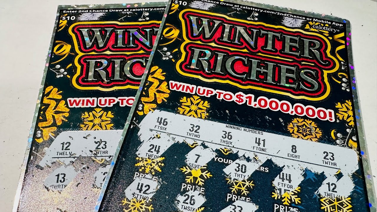 ANOTHER SHOT OF THE 10 WINTER RICHES CALIFORNIA LOTTERY SCRATCHERS
