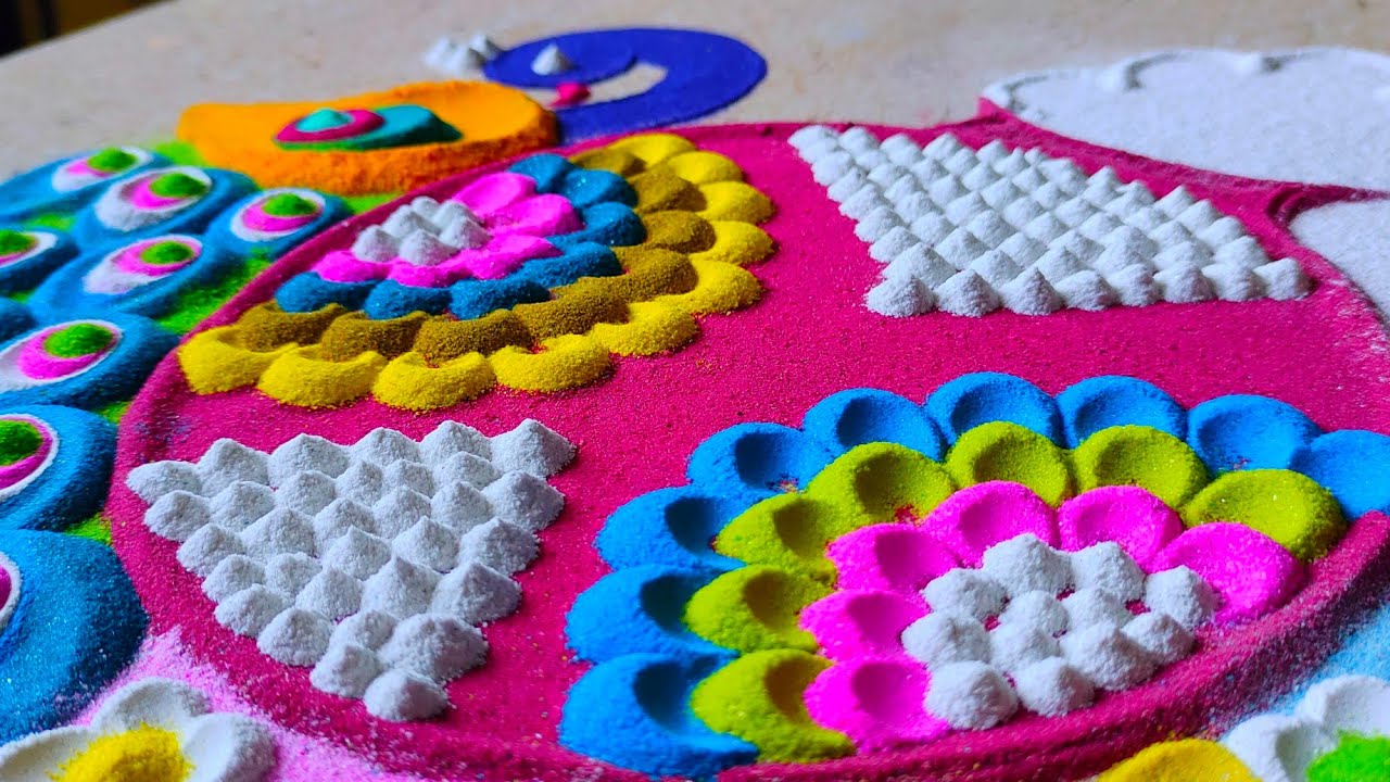Multicolour Rangoli Pongal Rangoli designs || Sankranthi muggulu || Multicolour Rangoli ...