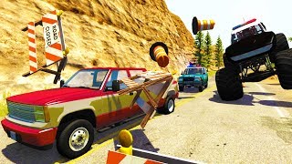 CRAZY CLIFF SIDE POLICE CHASES AND TAKEDOWNS!  BeamNG Drive Crash Test Compilation Gameplay