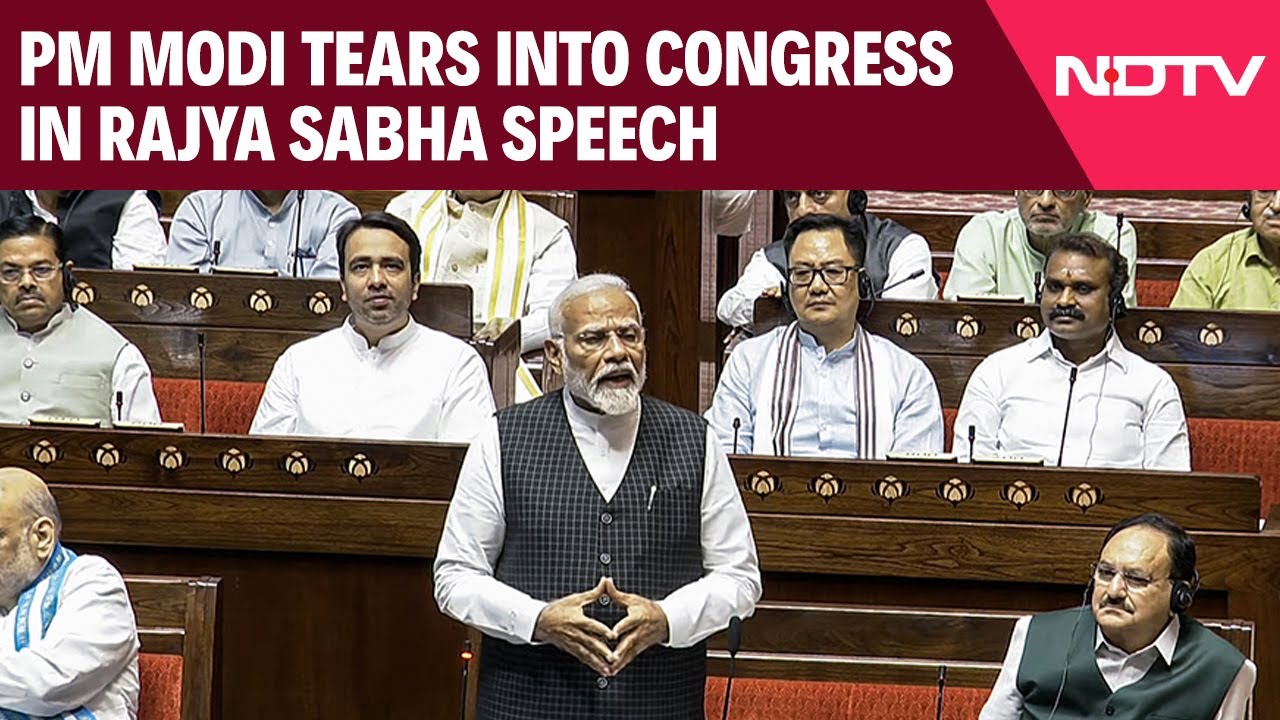 PM Modi Rajya Sabha Speech | PM Modi Tears Into Congress In Rajya Sabha ...