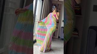 Multicoloured Leheriya Georgette saree 🥰 WhatsApp 9079153011 #sareecollection #sareedraping