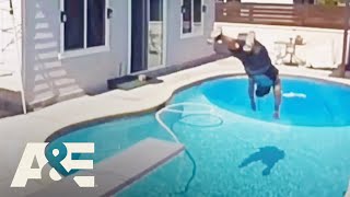 Delivery Driver Takes a Dip in Homeowner's Pool | Customer Wars | A&E screenshot 2