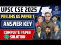 UPSC CSE Prelims 2025: GS Paper 1 Answer Key | UPSC Prelims 2025 Answer Keys |  UPSC Prelims Cut off