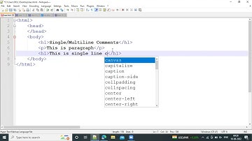 HTML comments single line/multiline comments