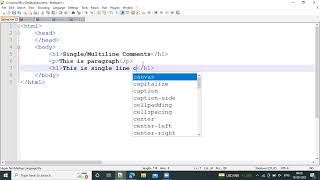 HTML comments single line/multiline comments