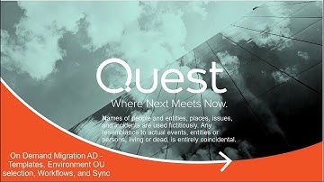 On Demand Migration AD - Templates, Environment OU selection, Workflows, and Sync