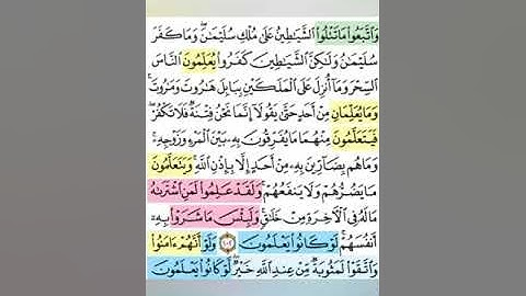 تيسير حفظ سورة البقرة بالتكرار الوجه الخامس عشر الآيات(102-103)تكرار كل ايه 3مرات مع الربط بين الآيا