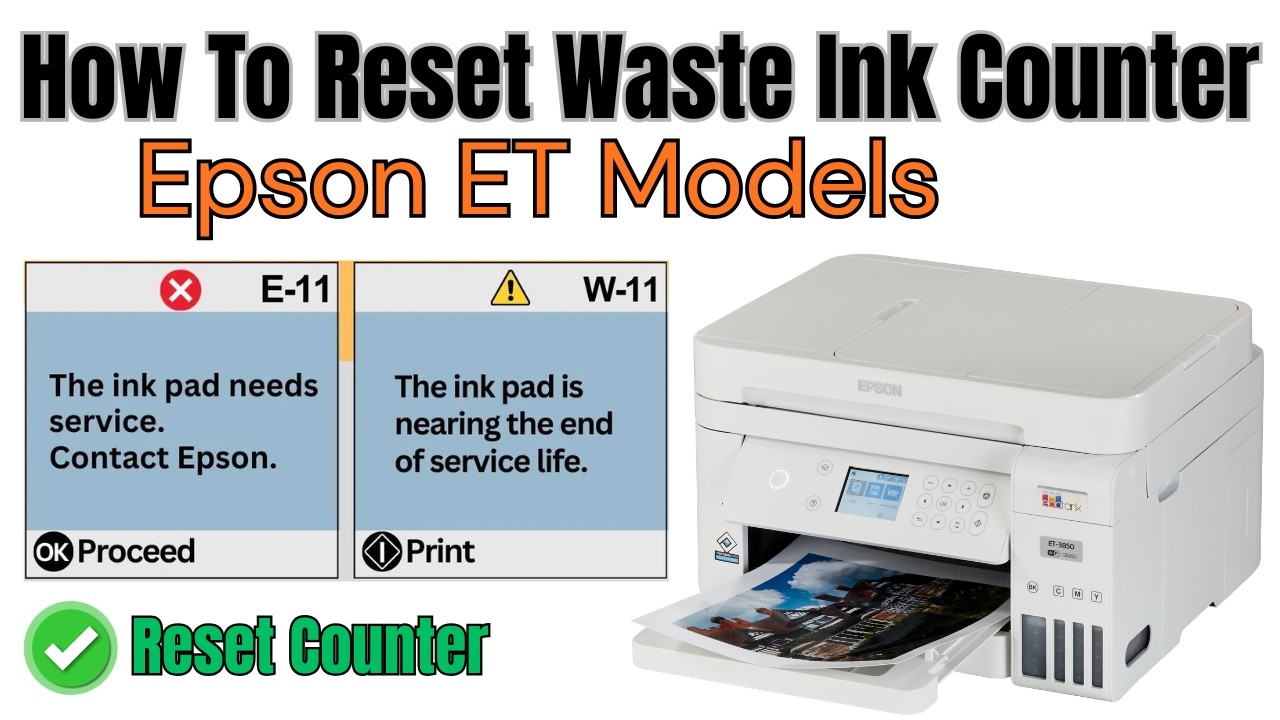Service Ink Counter How To Reset the Waste ink Counter on an Epson Eco Tank Printer - YouTube