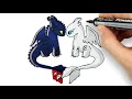 Toothless and Light Fury. Drawing and Coloring | Dişsiz ve Işığın Öfkesi. Çizim ve Boyama