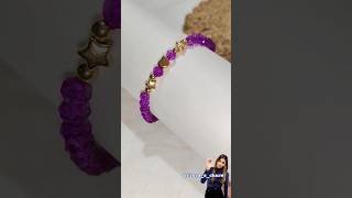 Handmade Purple Crystal Bracelet ✨💜Elegant Beaded Bracelet DIY 💫Purple &amp; Gold Aesthetic Bracelet 💜✨