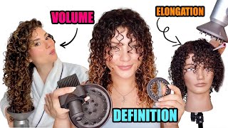 3 OF THE BEST WAYS TO DIFFUSE CURLY HAIR (for definition, volume or elongation)