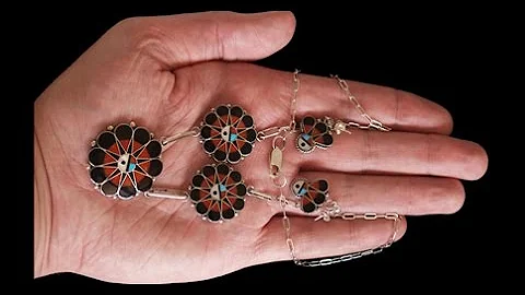 Zuni Inlayed Sunface Necklace and Earrings Set by ...