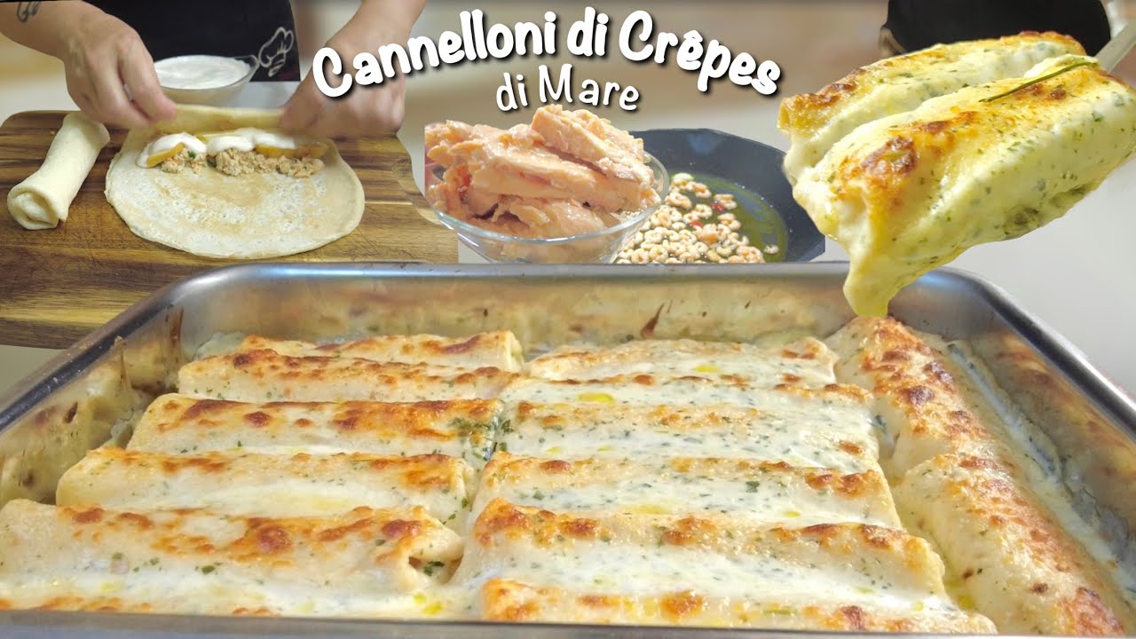 БЛИНЧИКИ С МОРСКИМ КРЕМОМ КАННЕЛЛОНИ С Лососем и Креветками 🍤