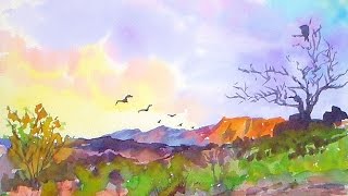 landscape watercolor easy paintings painting tutorial southwestern watercolour water tutorials landscapes paint pencil watercolours reference frugal crafter pencils beginner techniques