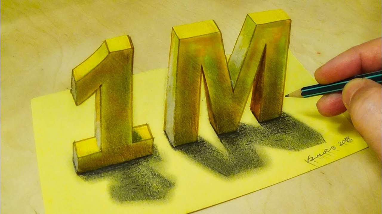 ⁣1 Millions Subscribers! - Drawing 3D Illusion - Vamos