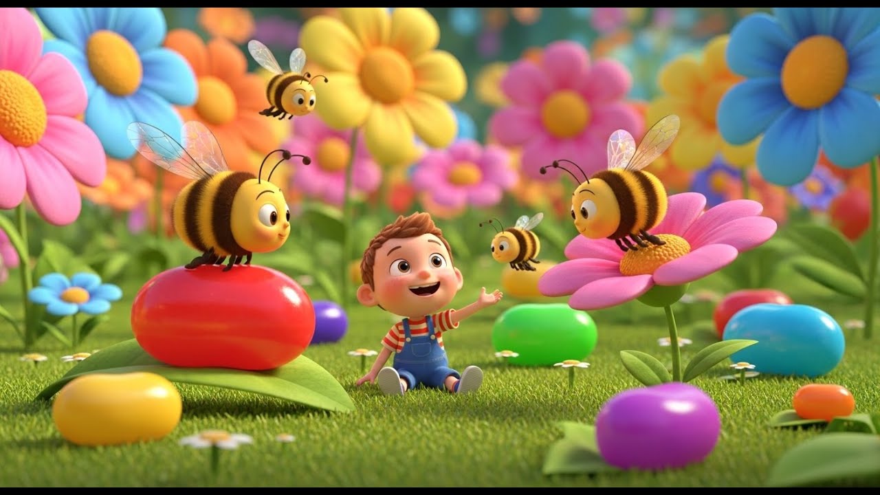 Jelly Bean Jumping in the Garden | Kids’ Song About Colors, Counting, and Fun