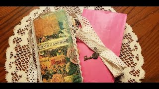 French Classifieds Finished Flip Through Travelers Notebook Junk Journal - Tsunami Rose DT Project