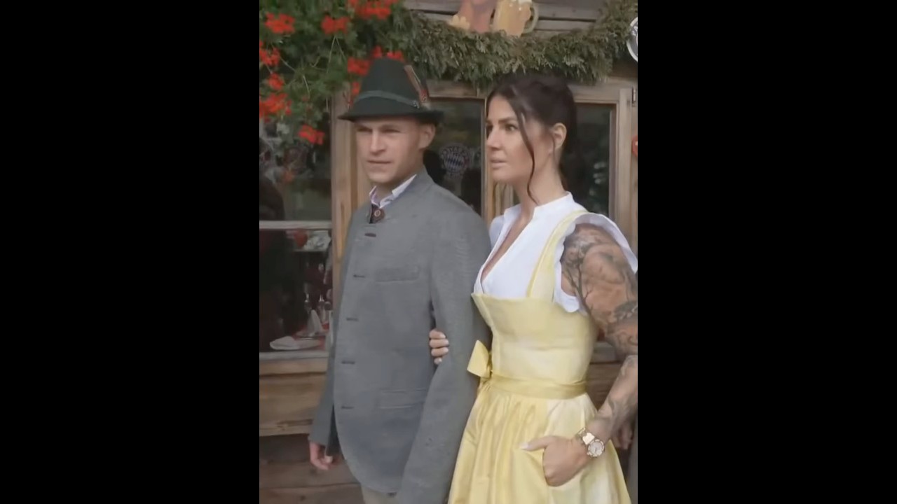 Joshua Kimmich and his wife at Oktoberfest with FC Bayern team