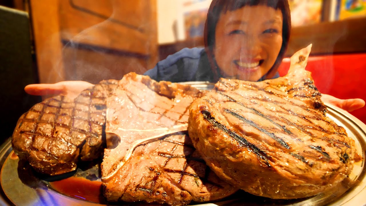 【大食い】デカ盛りステーキ VS 大食い女 in ステーキマエダ【モッパン】【MUKBANG】