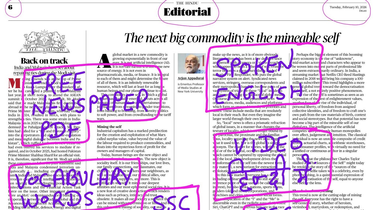 10 February 2026 | The Hindu newspaper analysis today | how to read English newspaper