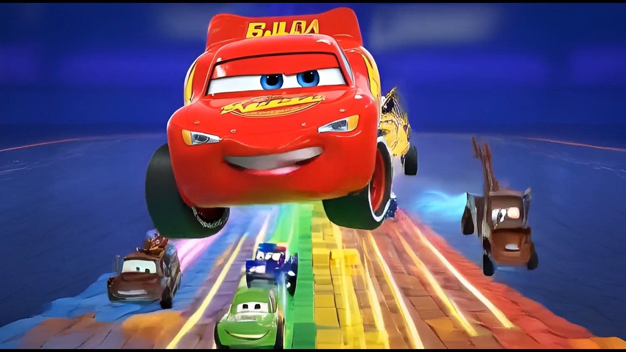 Lightning McQueen Color Challenge 🌈🚗 | Tiles Hop Cars Rhythm Game #coffindance #tilesgop #choomex