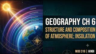 Geography Ch 6 | Structure and Composition of Atmosphere; Insolation | NIOS 316 Sr Secondary | Hindi