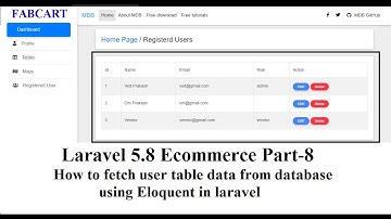 Laravel 5.8 Ecommerce Part-8 | How to fetch user table data from database using Eloquent in laravel