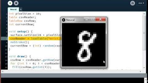Displaying MNIST data of Deep Learning by Processing 3.3 (以Processing顯示深度學習MNIST之圖片)