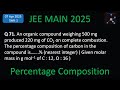 An organic compound weighing 500 mg produced 220 mg of CO2 on complete combustion. The percentage co
