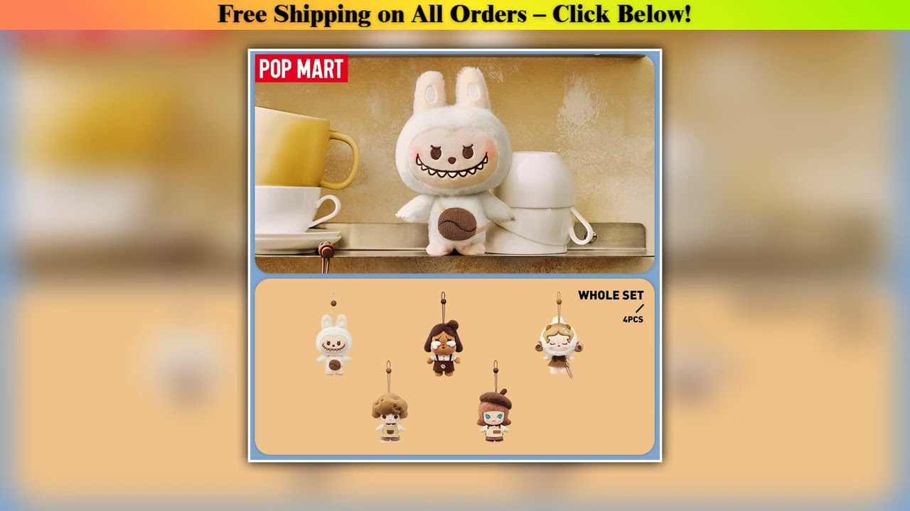 POP MART POP BEAN Coffee Factory Series-Plush Pendant Blind Box 1PC/4PCS Blind Box POPMART Action