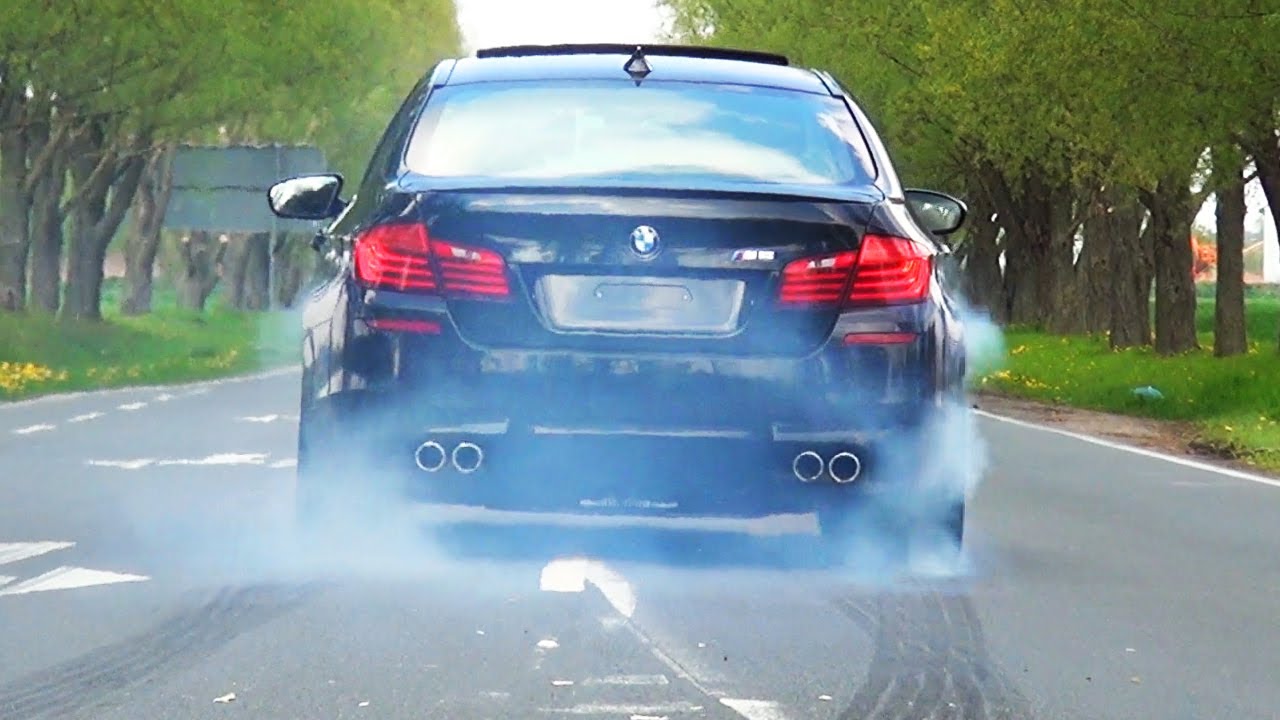 BMW M5 F10 Sound V8 Biturbo Acceleration Tire Smoke Kickdown exhaust  Beschleunigung Full Throttle 