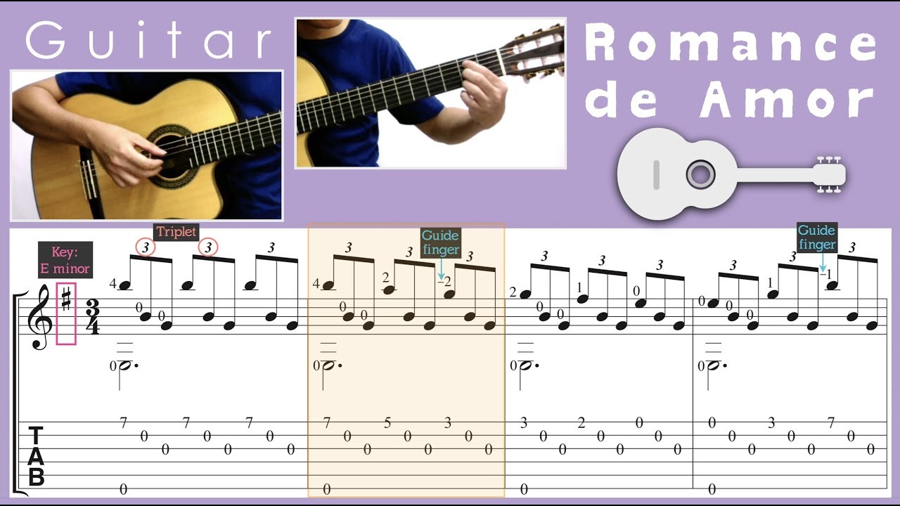 Romance De Amor / Spanish (Guitar) [Notation + Tab] - Youtube