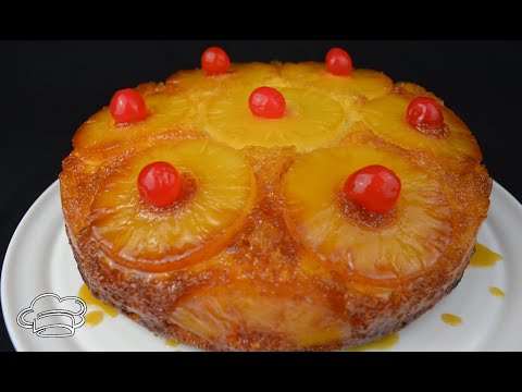 Como hacer pastel de piña volteado con cerezas confitadas