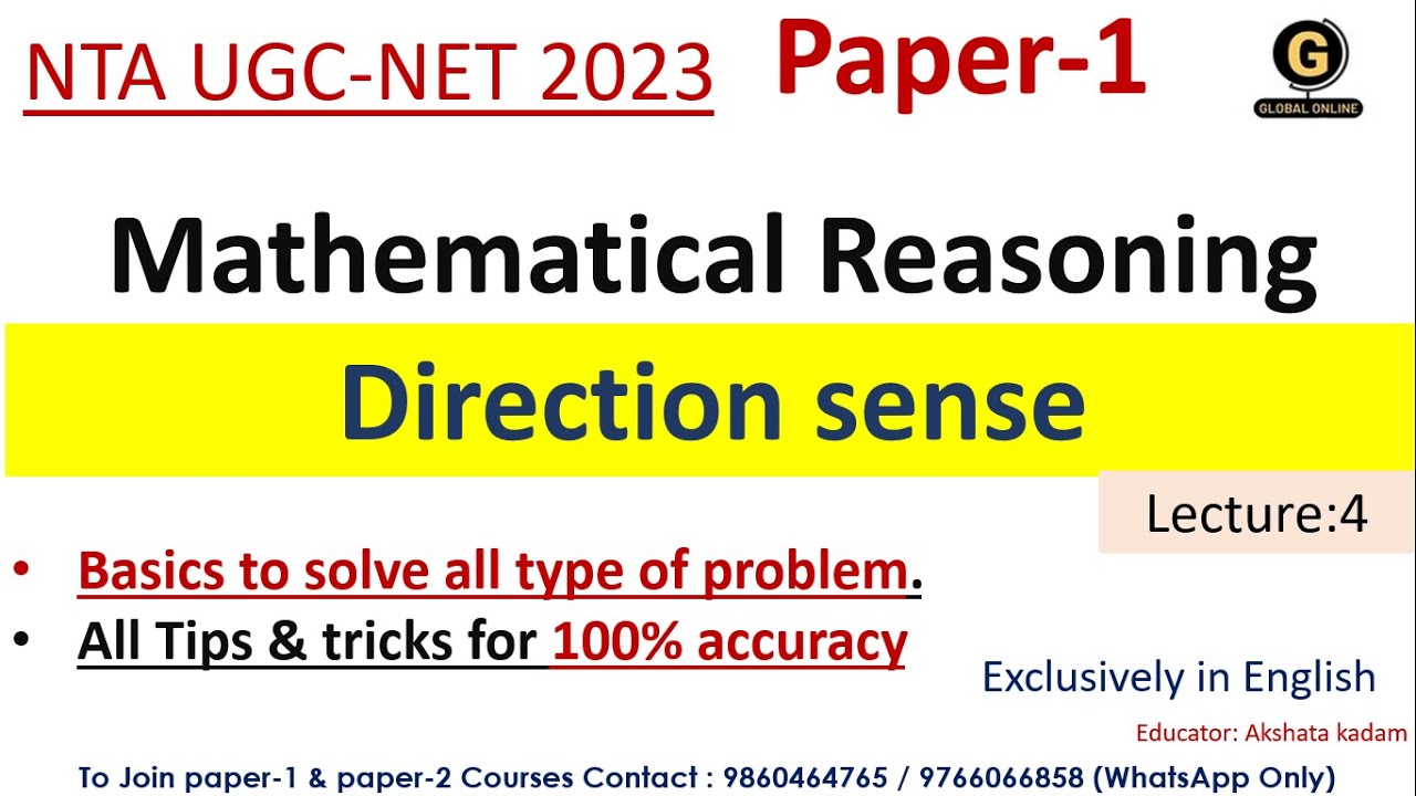 Direction sense for UGC NET Exam 2023 | Mathematical reasoning for UGC NET Exam 2023
