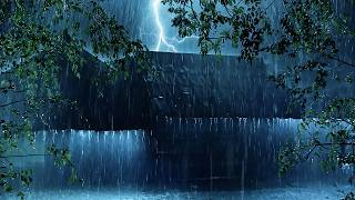 Heavy Rain Pouring Down on a Tin Roof at Midnight | Thunder Sounds for Deep Sleep & Relaxation