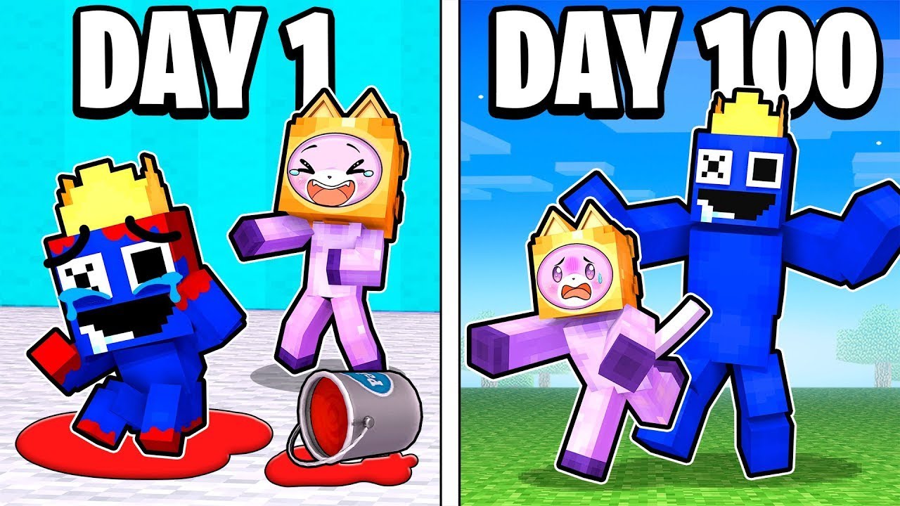 100 DAYS In RAINBOW FRIENDS MINECRAFT! (WILL LANKYBOX SURVIVE!?)