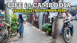 UNSEEN ALLEYWAY in PHNOM PENH CITY, CAMBODIA | [2K] Walking Tour