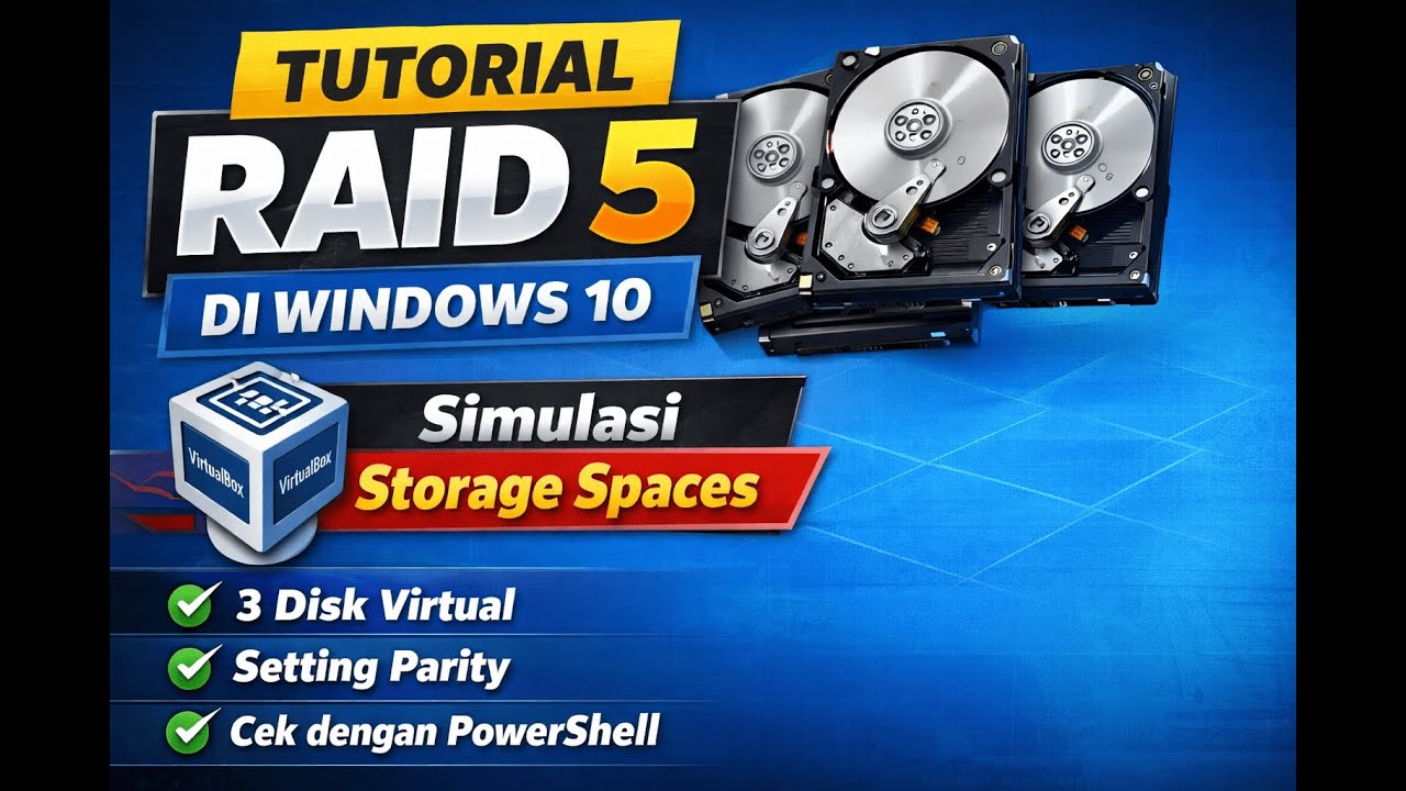 Tutorial RAID 5 di Windows 10 | Simulasi Storage Spaces via VirtualBox ...