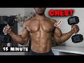 15 MINUTE DUMBBELL CHEST WORKOUT AT HOME | NO BENCH NEEDED!