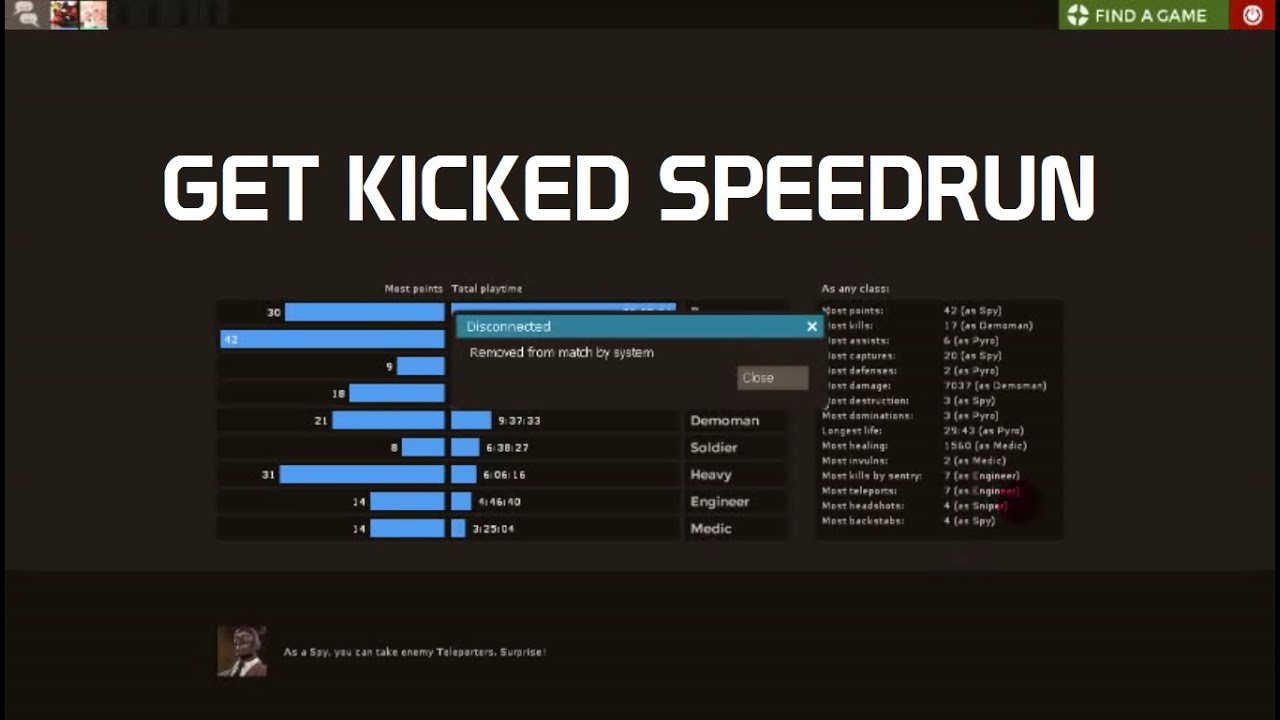 get kicked from the server speedrun - TF2 (1:14) - YouTube